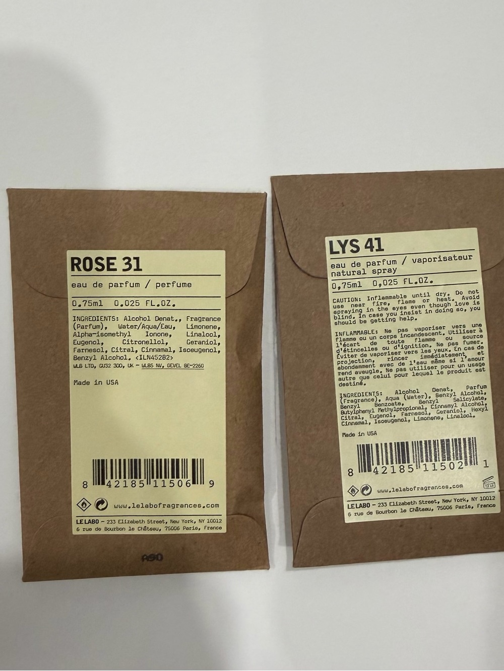 LELABO Rose 31 & Lys 41 Eau De Parfum - Sample Size Set
